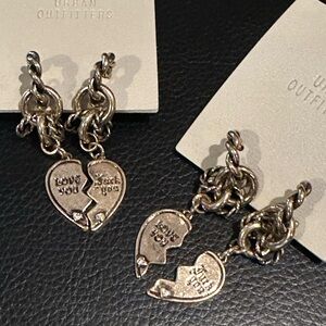 NWT SET OF 2 Love U / F U BFF Charm Hoop Earrings by urban outfitters
